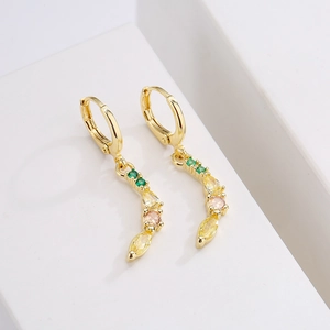 18K gold plated flower cherry earrings with colorful micro-inlaid zircon stones
