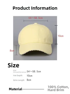 Tableau des tailles détaillé pour casquette en coton à bord dentelle de 54-58,5cm