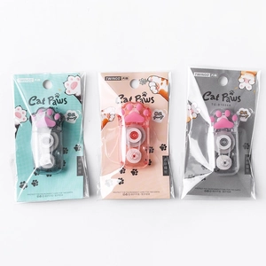 Katzenpfoten-Korrekturband-Set in Schwarz, Rosa und Grau mit transparenter Verpackung