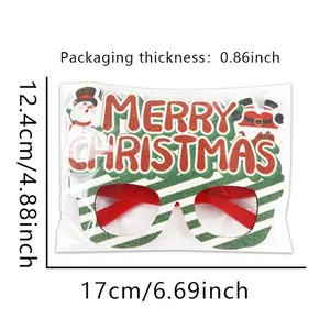 Christmas glasses frame with Merry Christmas text, snowman and Santa legs decor