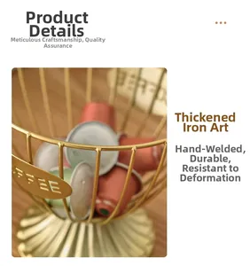Detail of reinforced golden iron coffee pod basket with handcrafted welding and firm frame