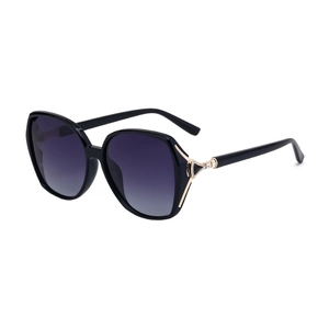 Lunettes de Soleil Polarisées Carrées pour Femmes Lentille TAC UV400 Monture PC Strass Creux Métal Mode Plein Air