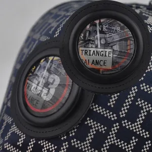 Navy blue baseball cap with geometric patterns and integrated vintage goggles