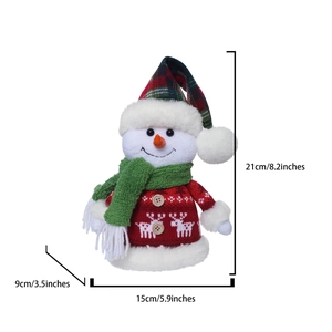 Detailed size specifications for Christmas snowman plush toy with 21cm height measurement