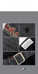Detail view of 100% cotton washed baseball cap showing embroidery and metal buckle