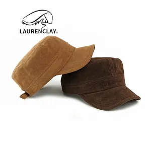 Unisex-Cadet-Cap-Set aus Wildlederimitat mit verstellbaren Schnallen in Camel und Dunkelbraun