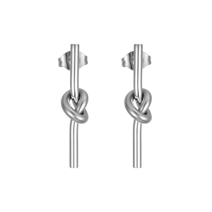 Boucles d'oreilles clous minimalistes avec nœud en acier inoxydable poli pour femmes