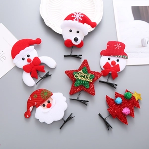 Pinzas Para El Pelo De Navidad Para Niños Niñas Fieltro Brillo Papá Noel Muñeco De Nieve Alce Estrella Accesorios