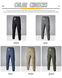 Pantaloni cargo uomo in cinque colori con tasche laterali e coulisse in vita regolabile