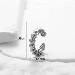 Detailed size view of silver butterfly zircon ear cuff showing 1.59cm height dimension