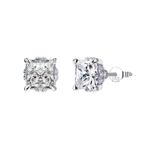 Elegant S925 sterling silver square zircon stud earrings with sparkling pavé setting
