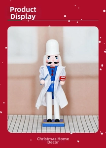 Detail of wooden dentist nutcracker figure holding a toothbrush and tooth model