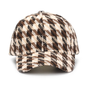 Casquette de baseball classique à motif pied-de-poule marron et beige pour l'automne