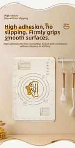 Detail of silicone baking mat with dual scale measurements and conversion tables