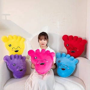 Creative big foot plush pillow in colorful soft fabrics with cute embroidery for home decor