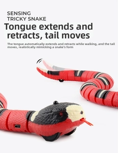 Detail of induction toy snake featuring segment joints and hidden USB charging port