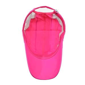 Bright pink quick-dry sports cap with white mesh side panels and adjustable strap