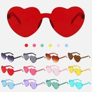 Collection of heart-shaped rimless jelly sunglasses in twelve vibrant candy colors