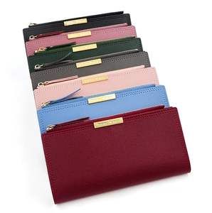 Portefeuilles longs minimalistes pour femmes en huit couleurs avec détails de zip doré