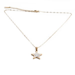 Minimalist gold stainless steel star necklace with sparkling cubic zirconia crystals