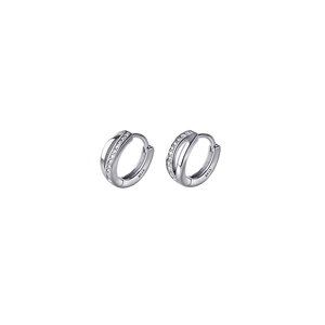 Classic S925 sterling silver double-layer hoop earrings with sparkling paved zircons