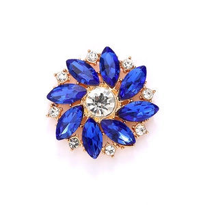 Blue rhinestone sunflower decorative accessory in gold zinc alloy for DIY crafts