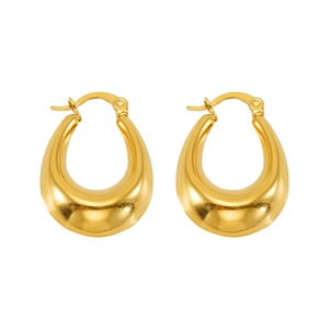Poliert hohle goldene Tropfenohrringe mit minimalistisch klobigem Design und Glanzfinish