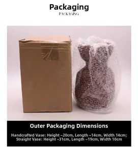 Corrugated cardboard packaging with bubble wrap protection for ceramic vases