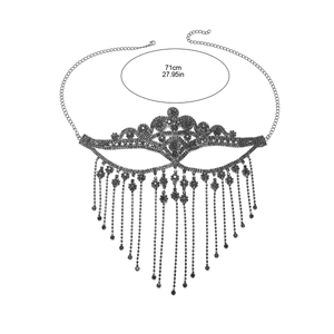 Sexy black rhinestone masquerade mask with sparkling tassels for party jewelry