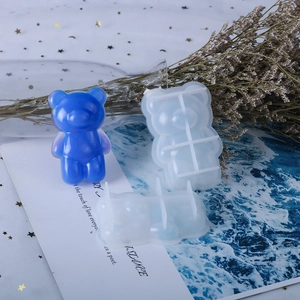 Detail of translucent silicone big nose bear molds for DIY resin jewelry and pendants
