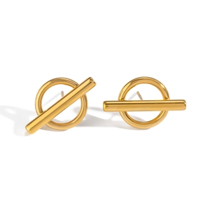 Minimalist irregular 18K gold plated stainless steel geometric hoop earrings for women