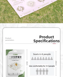 Detail view of 200cm waterproof disposable picnic mat with tribal pattern for 6-8 people