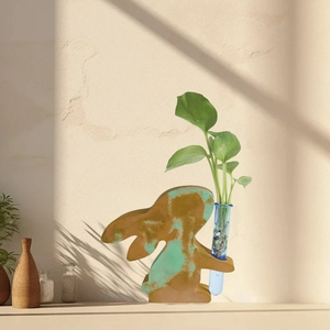 Easter bunny hydroponic vase mold with glass tube on a warm minimalist background
