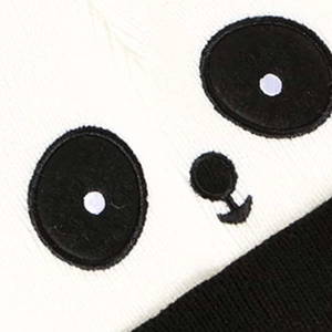 Winter unisex knitted panda hat with embroidered details for warmth and casual style