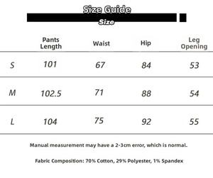 Size guide table for low-rise straight jeans showing measurements in centimeters