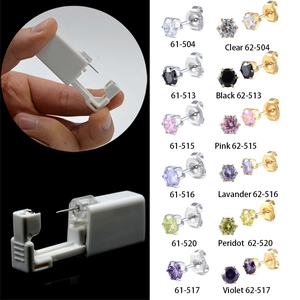 Disposable Ear Piercing Gun With 316L Stainless Steel Cubic Zirconia Stud Sterile Painless Safety Tool For Women Men