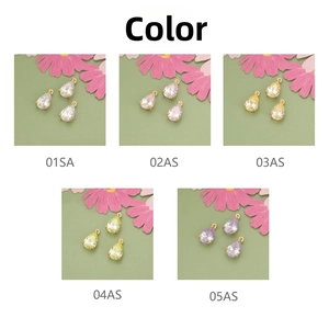 Detail of pear-shaped zircon pendants in five colors for DIY jewelry making