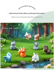 Miniature resin animal figurines set for moss landscape and desk garden decoration