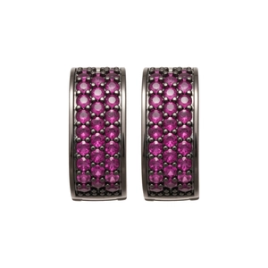 Chic black gold plated earrings with vibrant square pink zircon stones for women