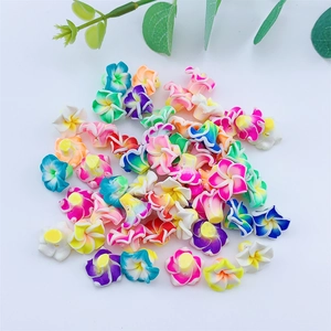 Colorful 15mm polymer clay plumeria flowers for DIY jewelry making and craft decor