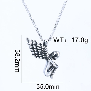 Plan détaillé des dimensions du pendentif aile d'ange en argent antique avec poids
