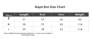Tabella taglie per reggiseno sportivo senza cuciture con misure di busto e lunghezza