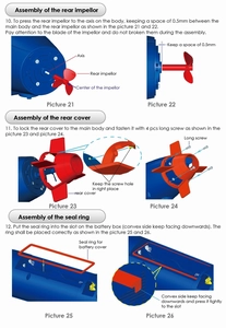 Assembly guide for the rear impeller, cover, and seal ring of the toy submarine