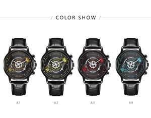 Detailed comparison of fashion men's watches with calendar and black leather straps
