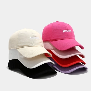 Mom embroidered baseball cap in seven colors including beige, black and pink