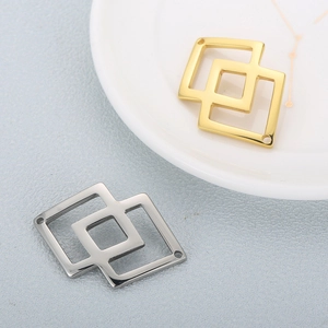 Minimalist double hollow square connectors in gold and silver for DIY jewelry making