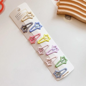 Lot de 10 pinces à cheveux en métal en forme d'étoile aux couleurs douces de macaron