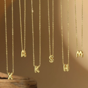 Letter Pendant Necklace Minimalist Polished Copper Initial Alphabet Clavicle Chain Jewelry Women Personalized Gift