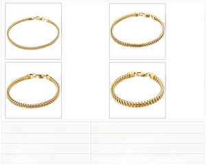 Tableau détaillé montrant les options de largeur et le poids pour les bracelets en acier inoxydable