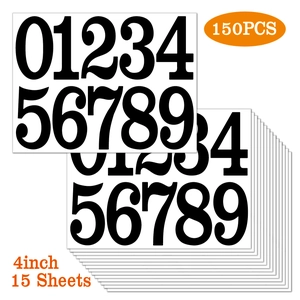 Lot de 150 autocollants chiffres noirs de 4 pouces en vinyle imperméable de 0 à 9